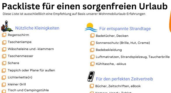 Packliste für sorglose Stunden